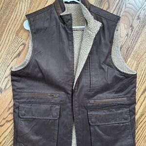 Men's Brown Sherpa-Lined Reversible Vest